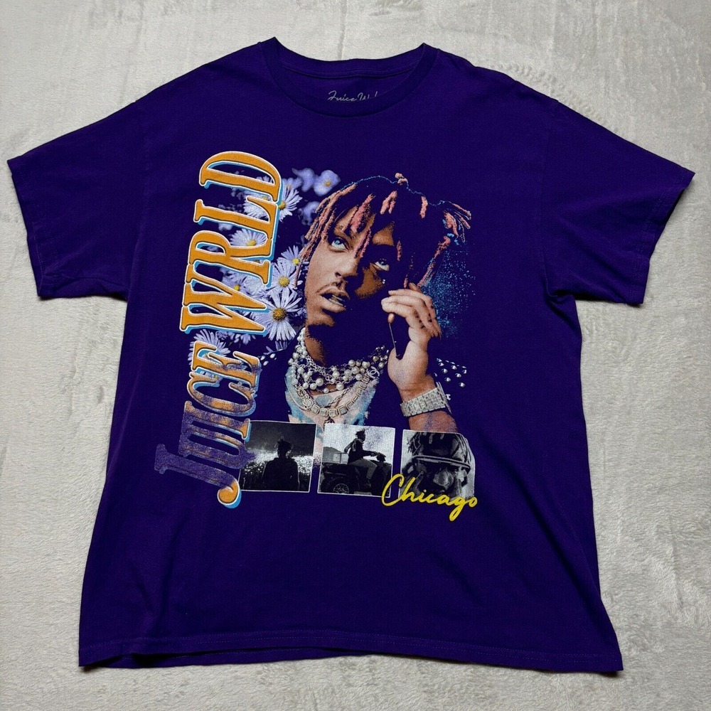 Juice WRLD T-Shirt Purple Daisy Chicago Size L Fits Medium M